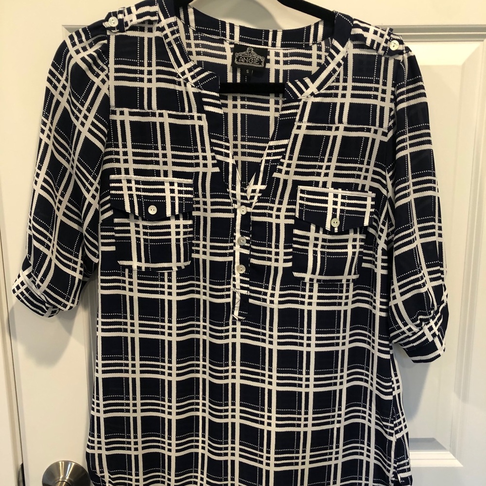 Navy & White Blouse